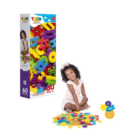 Bloquinhos de Encaixe Coloridos Mini Maleta com 60 Peças