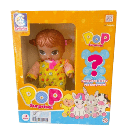Boneca Pop Surprise Negra Com Pet Surpresa Cotiplas 2296.