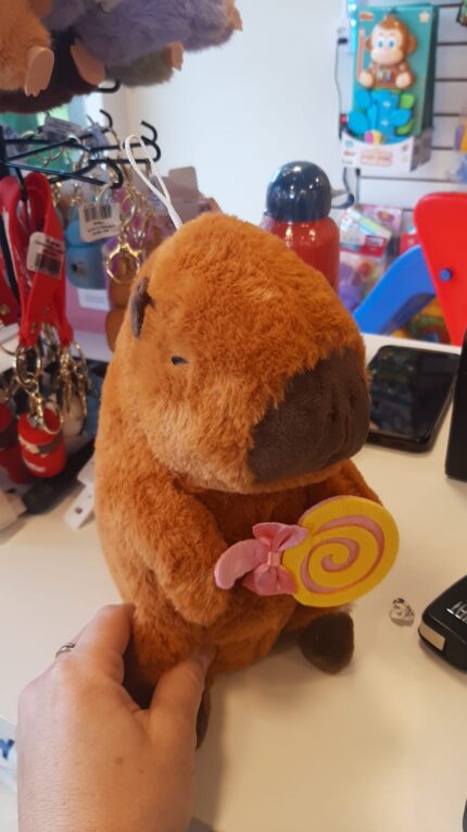 BRINQUEDO - CAPIVARA PELUCIA COM MOCHILA 20cm