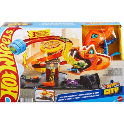 HTN81 HOT WHEELS CITY PISTA ATAQUE DE COBRA VS PIZZARIA